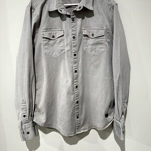 Outpost Makers Gray Button Up Shirt Mens M Athletic Fit Snap Front Casual